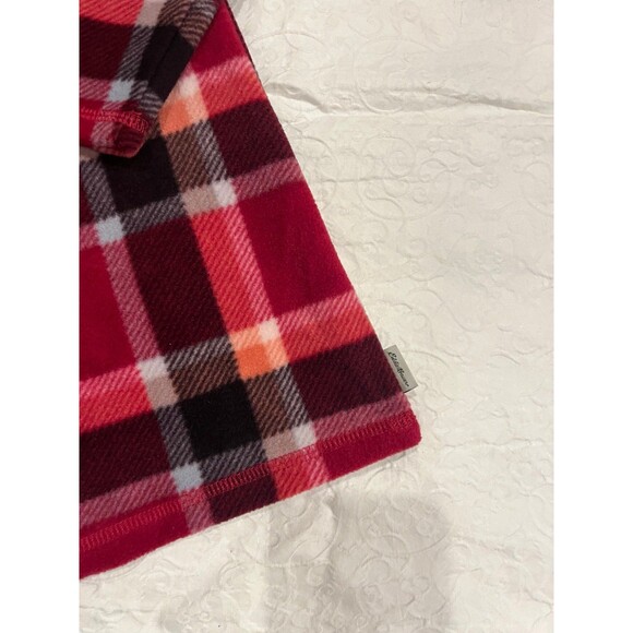 Eddie Bauer womens NWT large fleece pullover 1/4 zip up red plaid - Picture 5 of 10